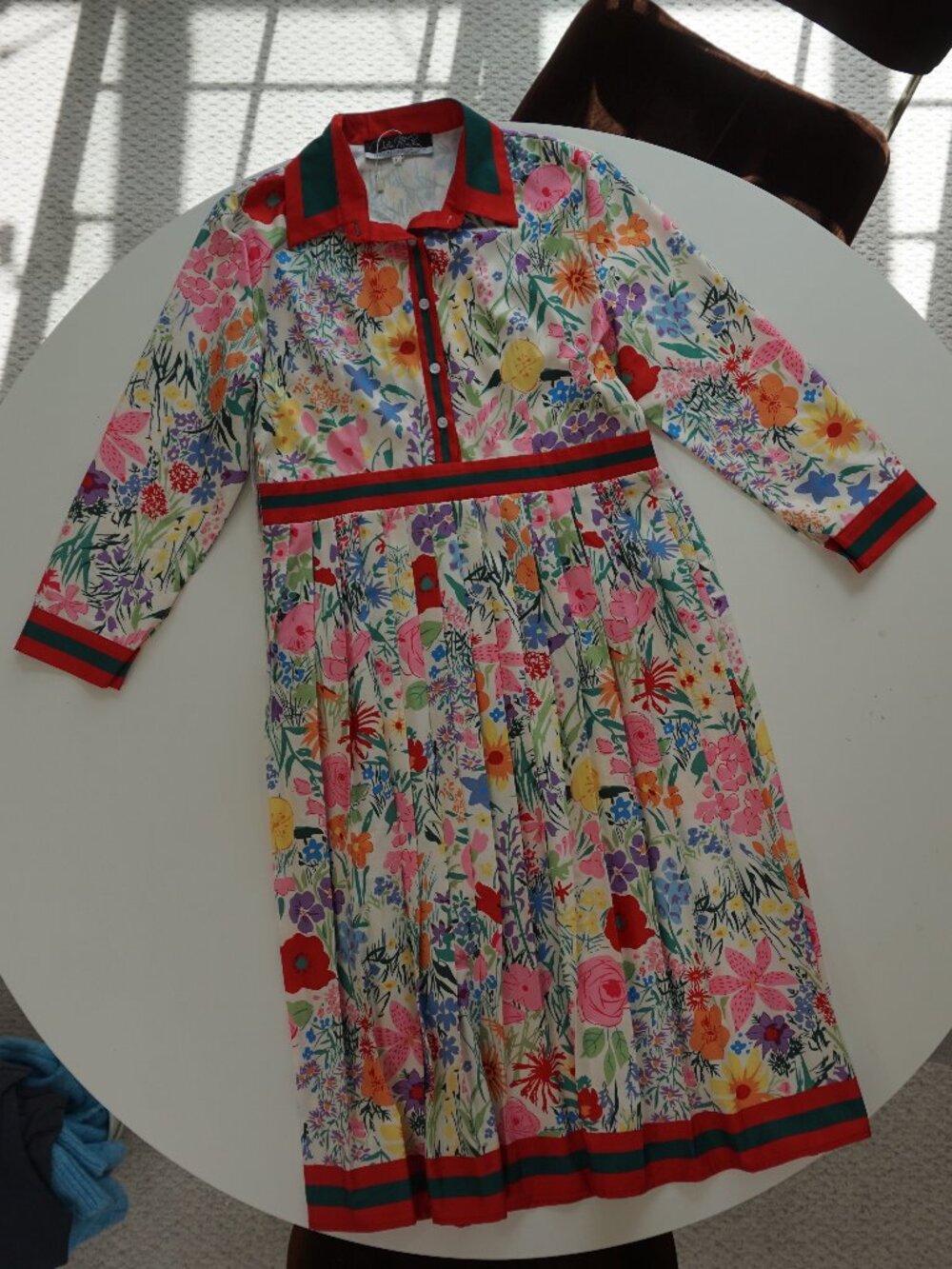 NWOTs Dalia Macphee Floral Collared Button Up Long Sleeve Pleated Shirt Dress L